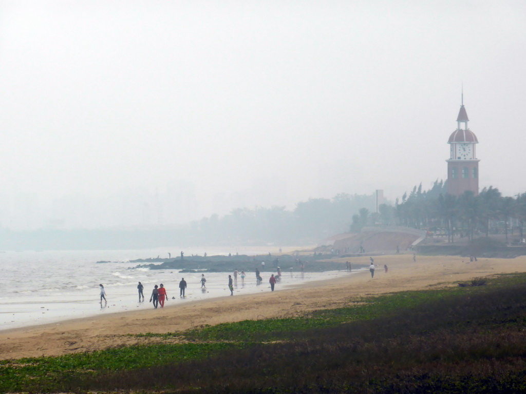 Beach and clock tower at the Holiday Beachside Resort at Binhai Avenue