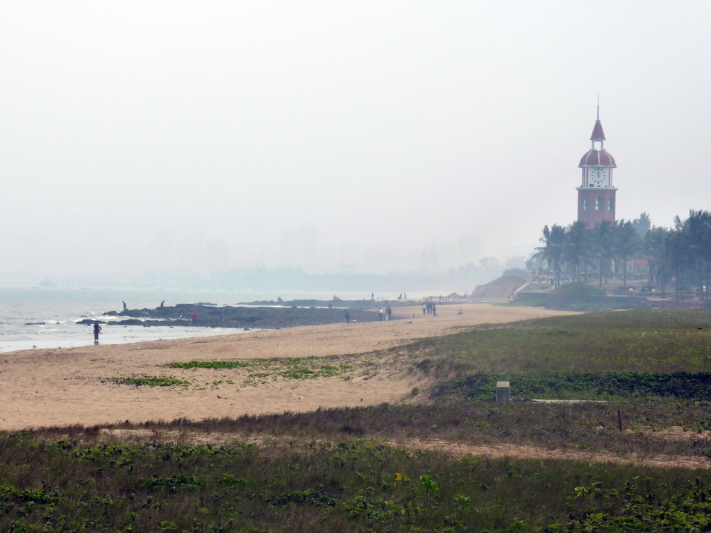 Beach and clock tower at the Holiday Beachside Resort at Binhai Avenue
