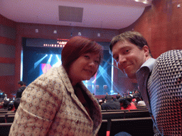 Tim and Miaomiao in the main hall of the Hainan Centre for the Performing Arts
