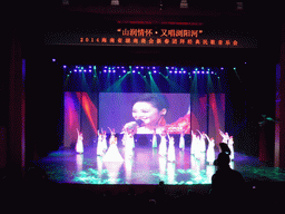 Singer and dancers on the stage during the show for Hunan immigrants in the main hall of the Hainan Centre for the Performing Arts