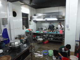 Kitchen of our dinner restaurant at Dongzhai Harbour