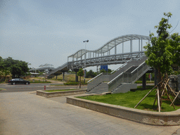 Pedestrian bridge just outside of the apartment complex of Miaomiao`s sister