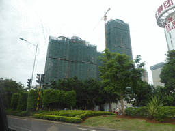 Buildings under construction at Longkun South Road, viewed from the car