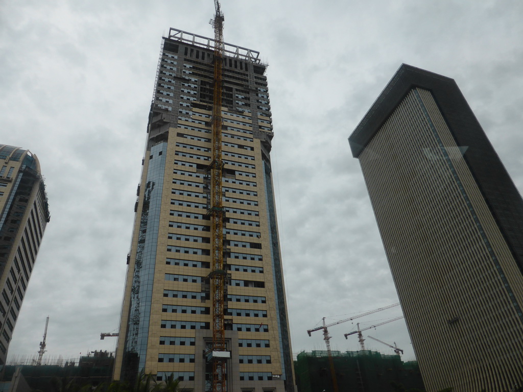 Skyscrapers at the Central Business District at Guoxing Avenue, viewed from the car