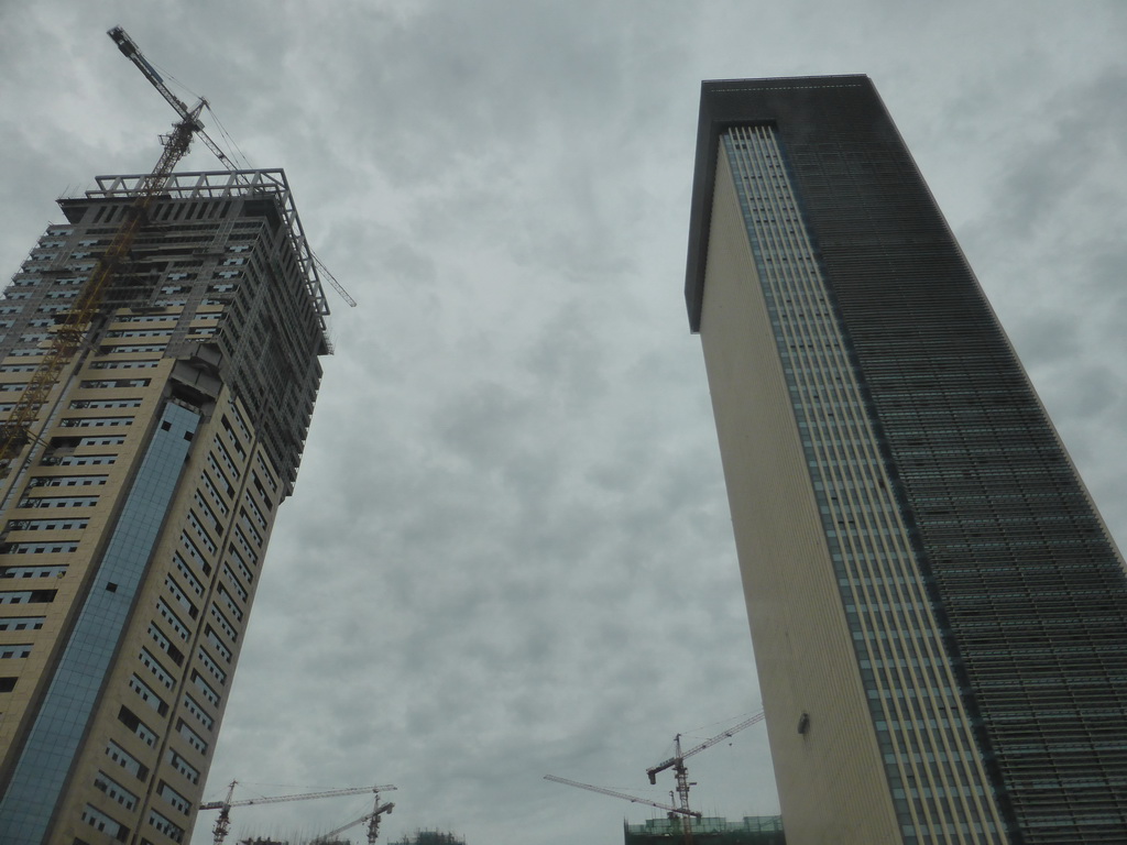 Skyscrapers at the Central Business District at Guoxing Avenue, viewed from the car