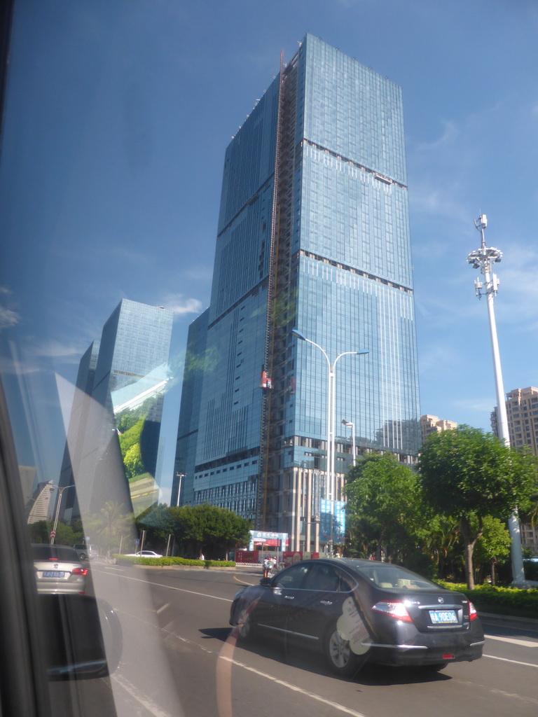 Skyscrapers at the Central Business District at Guoxing Avenue, viewed from the car