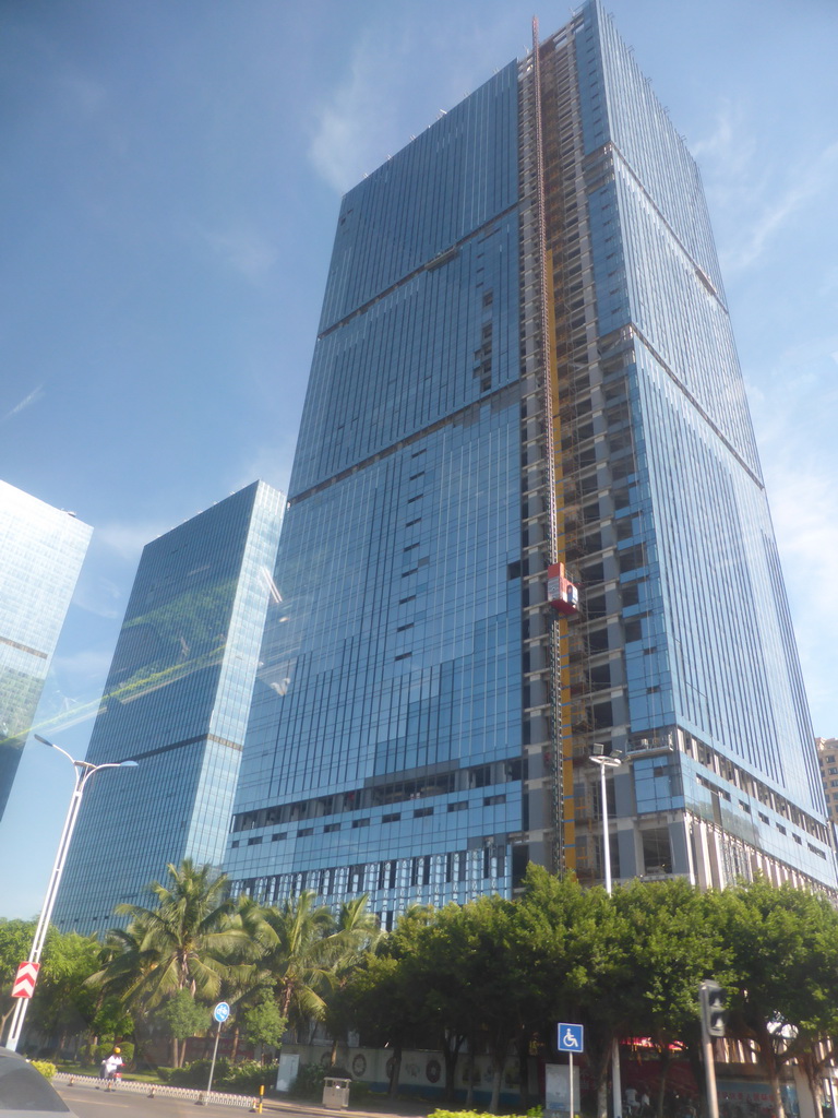 Skyscrapers at the Central Business District at Guoxing Avenue, viewed from the car