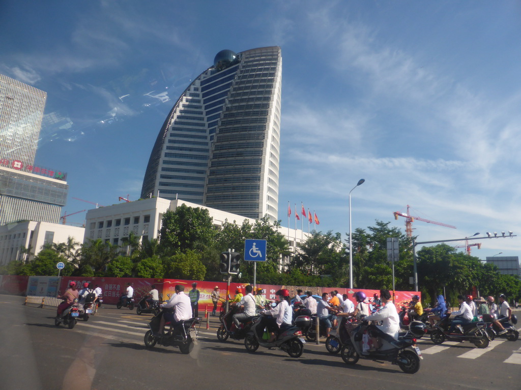 The Hainan Government Office Building at Guoxing Avenue, viewed from the car