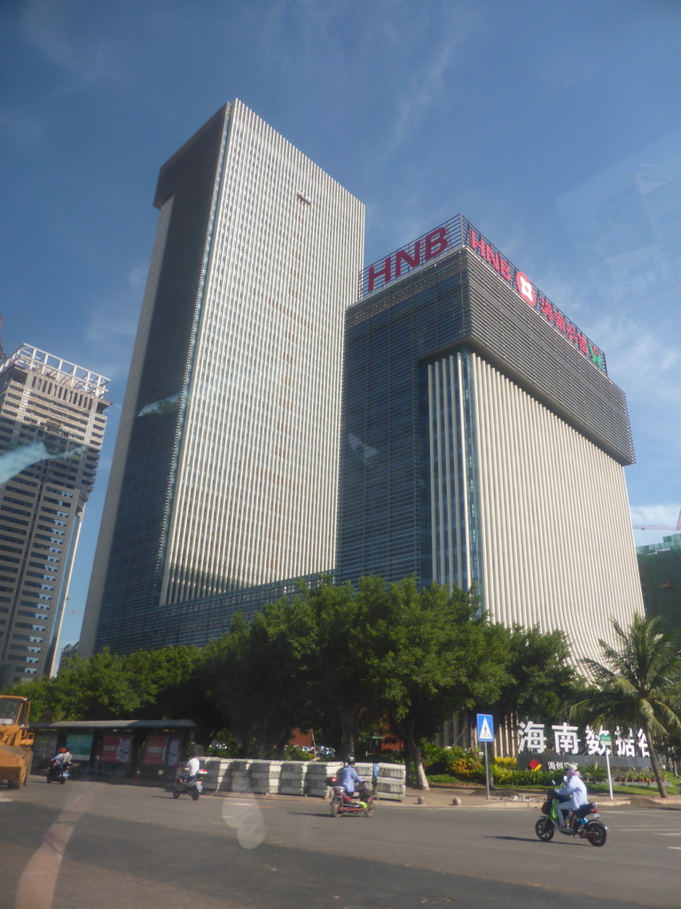 The Hainan Tower at Guoxing Avenue, viewed from the car