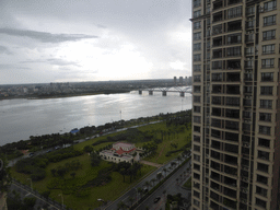 Qiongzhou Bridge over the Nandu River, viewed from the balcony of the apartment of Miaomiao`s sister