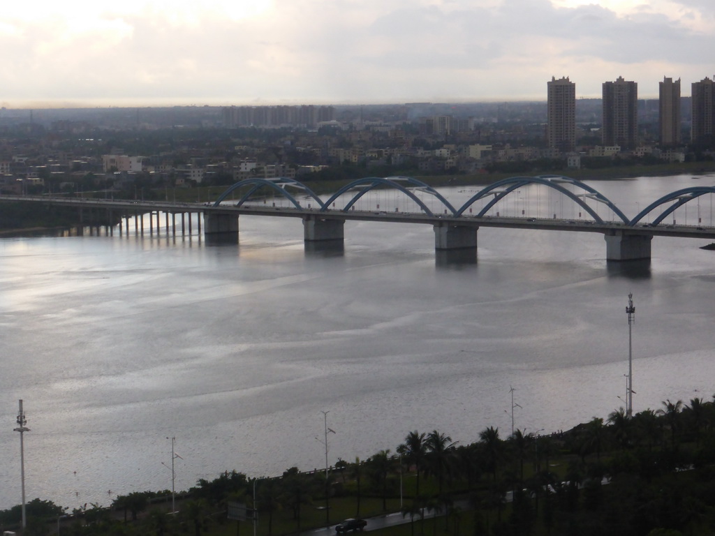 Qiongzhou Bridge over the Nandu River, viewed from the balcony of the apartment of Miaomiao`s sister