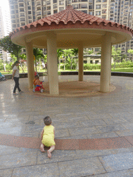 Max at the central square of the apartment complex of Miaomiao`s sister