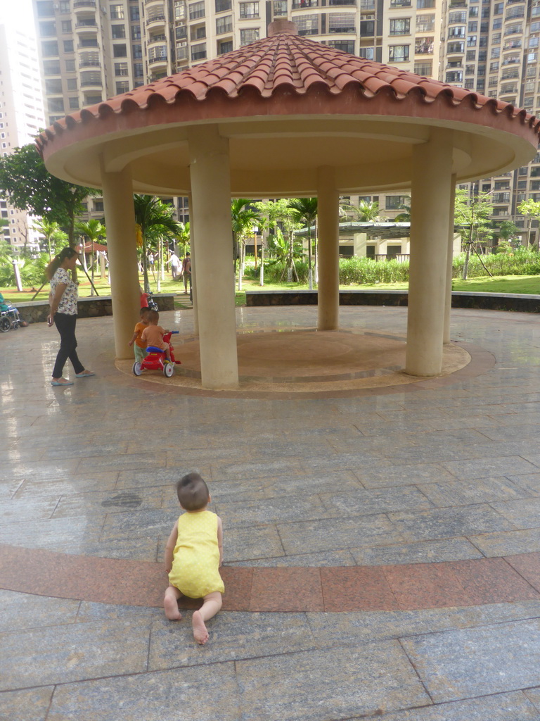 Max at the central square of the apartment complex of Miaomiao`s sister