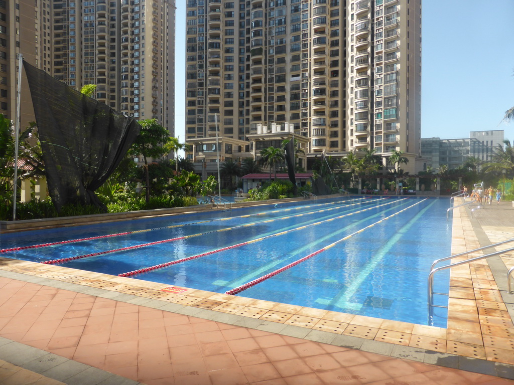 Swimming pool of the apartment complex of Miaomiao`s sister