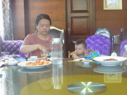 Miaomiao and Max having lunch in the Jinghao Restaurant at Bailong South Road