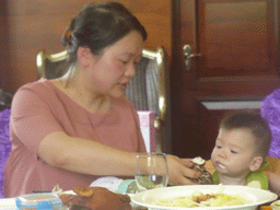 Miaomiao and Max having lunch in the Jinghao Restaurant at Bailong South Road