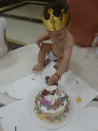 Max with his birthday cake in the Jinghao Restaurant at Bailong South Road