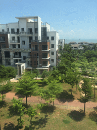 Coastline and apartment buildings, viewed from a friend`s home at Changxin Road