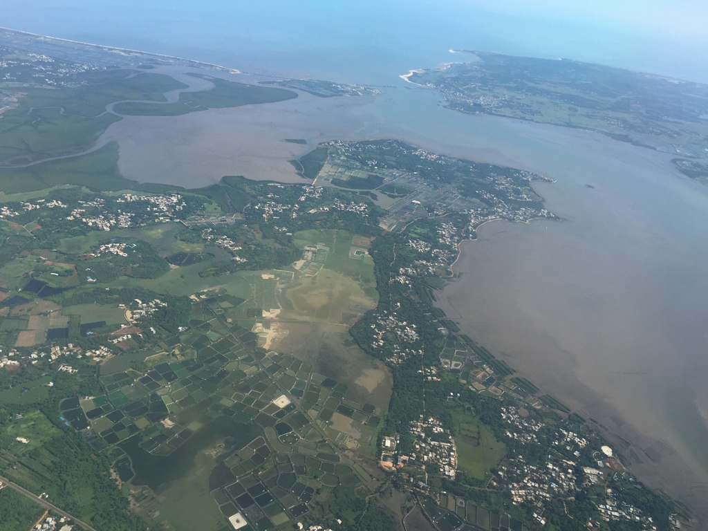 Puqiangang Bay and Dongzhai Harbour, viewed from the airplane to Bangkok