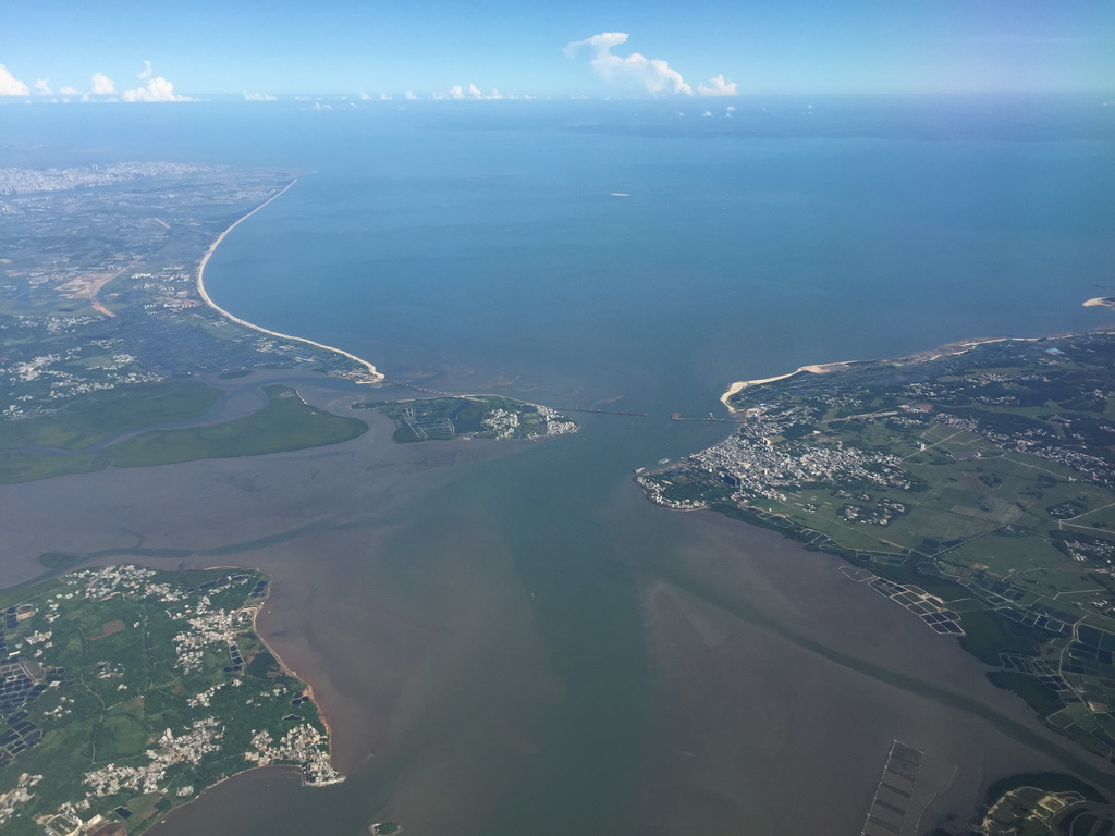 Puqiangang Bay and Dongzhai Harbour, viewed from the airplane to Bangkok