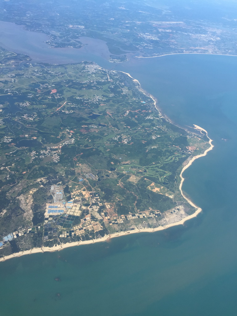 Puqiangang Bay and Dongzhai Harbour, viewed from the airplane to Bangkok