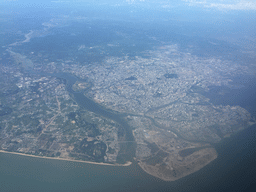 The city center with the Nandu River, viewed from the airplane to Bangkok