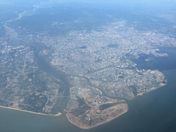 The city center with the Nandu River, viewed from the airplane to Bangkok