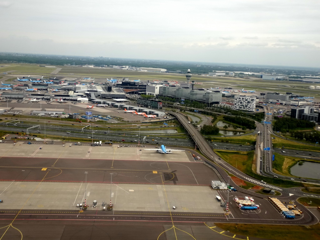 Schiphol Airport, viewed from the airplane from Amsterdam