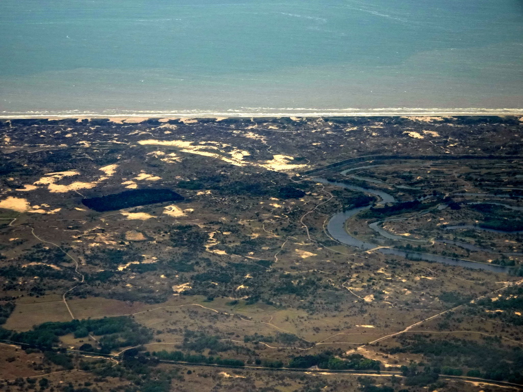 The Amsterdamse Waterleidingduinen area, viewed from the airplane from Amsterdam