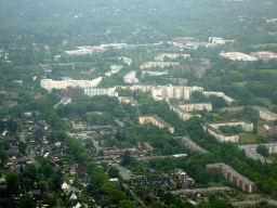 Buildings on the north side of the city, viewed from the airplane from Amsterdam