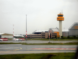 Control Tower of Hamburg Airport, viewed from the airplane from Amsterdam