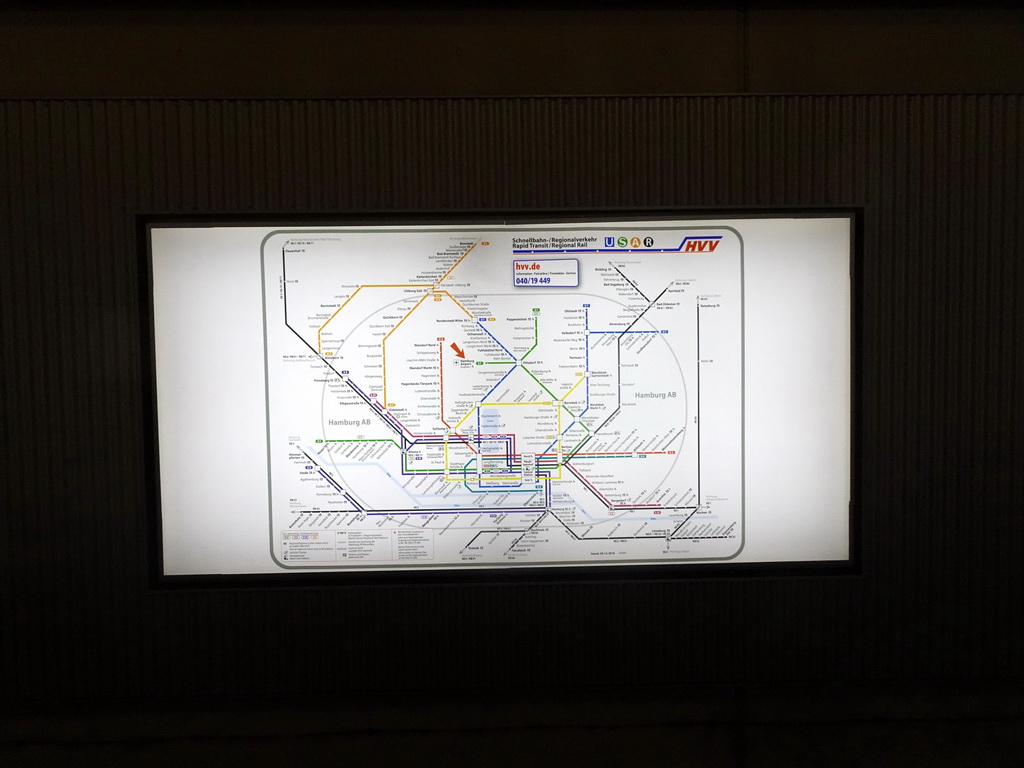 Hamburg subway map, at the Hamburg Airport subway station