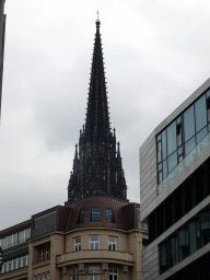 The tower of the St. Nikolai Memorial, viewed from the Großer Burstah street
