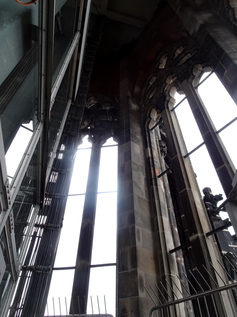 Interior of the viewing point at the tower of the St. Nikolai Memorial