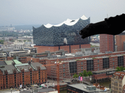 The southwest side of the city with the Elbphilharmonie concert hall, viewed from the tower of the St. Nikolai Memorial