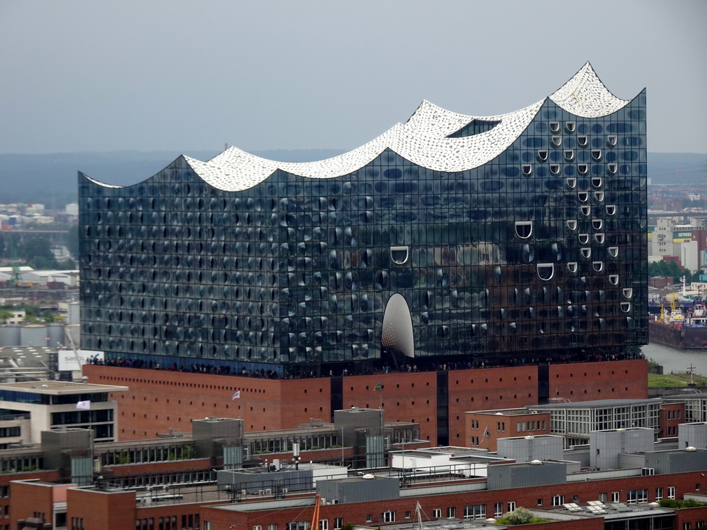 The Elbphilharmonie concert hall, viewed from the tower of the St. Nikolai Memorial