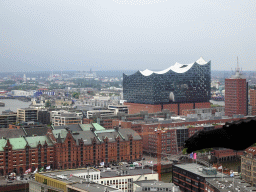The southwest side of the city with the Elbphilharmonie concert hall, viewed from the tower of the St. Nikolai Memorial