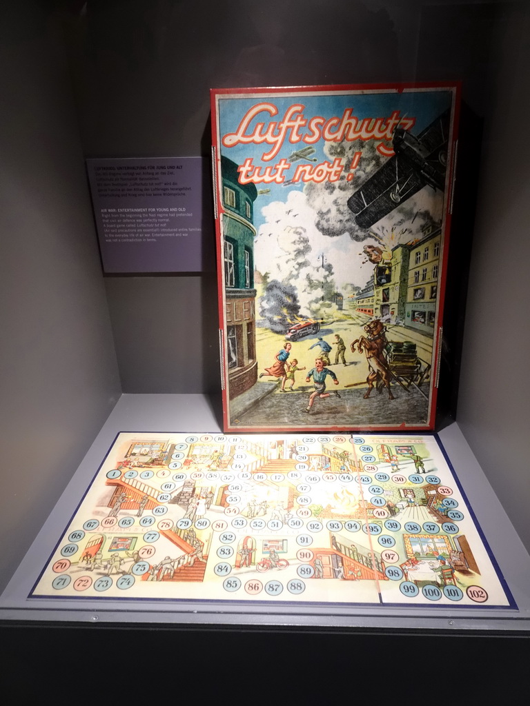 Board game `Luftschutz tut not!` at the Museum of the St. Nikolai Memorial, with explanation