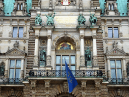 Facade of the center part of the City Hall, viewed from the Rathausmarkt square