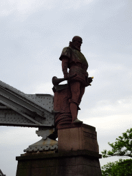 Statue of Vasco da Gama at the bridge at the north side of the Bei St. Annen street over the Zollkanal canal