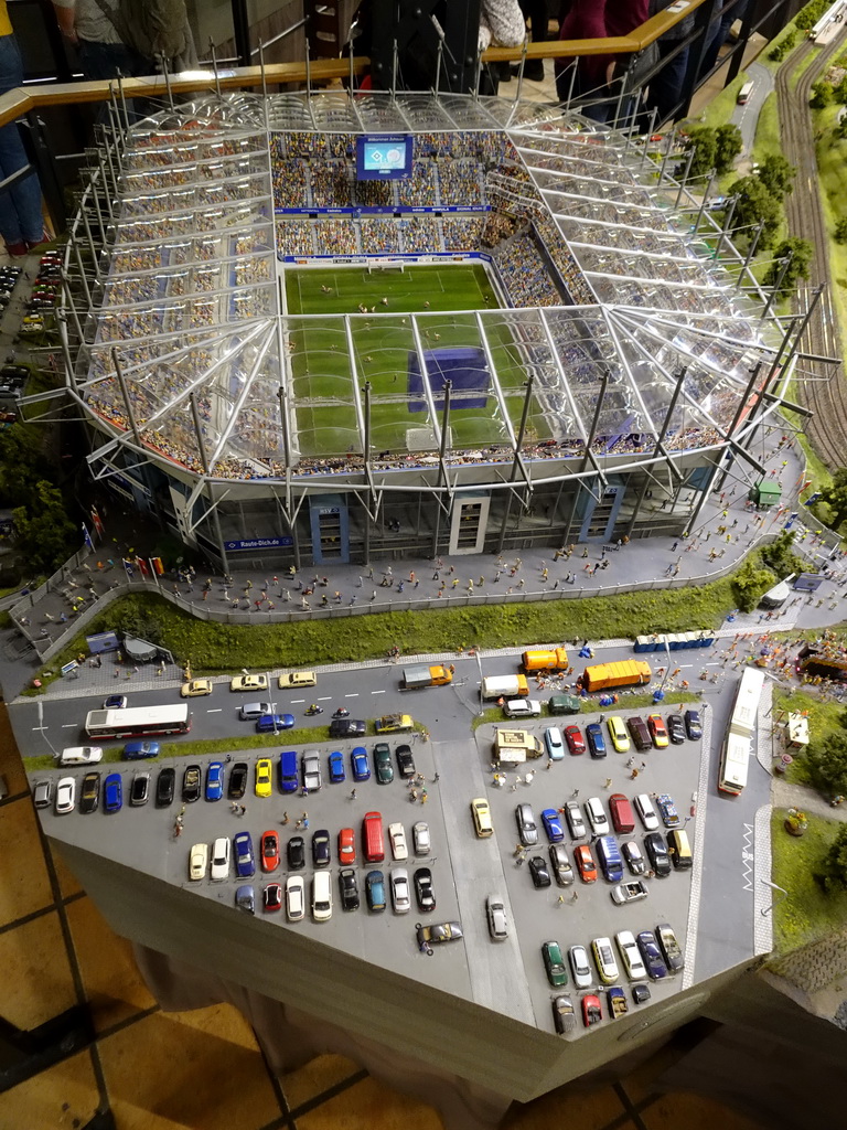 Scale model of the Volksparkstadion football stadium at the Hamburg section of Miniatur Wunderland