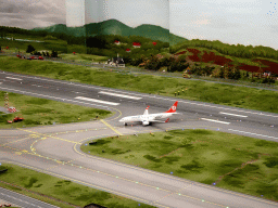 Scale model of an airplane at the fictional Knuffingen Airport at the Knuffingen section of Miniatur Wunderland