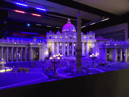 Scale model of St. Peter`s Basilica at the Italy section of Miniatur Wunderland, by night