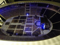 Scale model of a fictionak Event Stadium at Miniatur Wunderland, by night