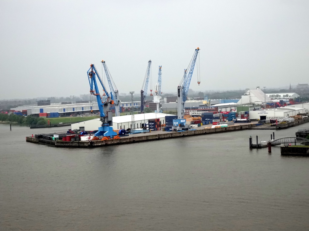 Elbe river and the Hamburg harbour, viewed from the viewing point of the Elbphilharmonie concert hall