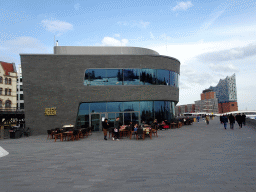 The ALEX Hamburg Überseebrücke restaurant at the Elbpromenade, and the Elbphilharmonie concert hall