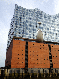 Northeast side of the Elbphilharmonie concert hall, viewed from the Am Kaiserkai bridge