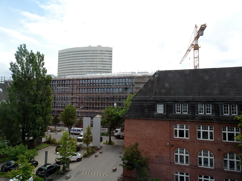 The Gasstraße street and the Euler Hermes building, viewed from the Agena Bioscience building