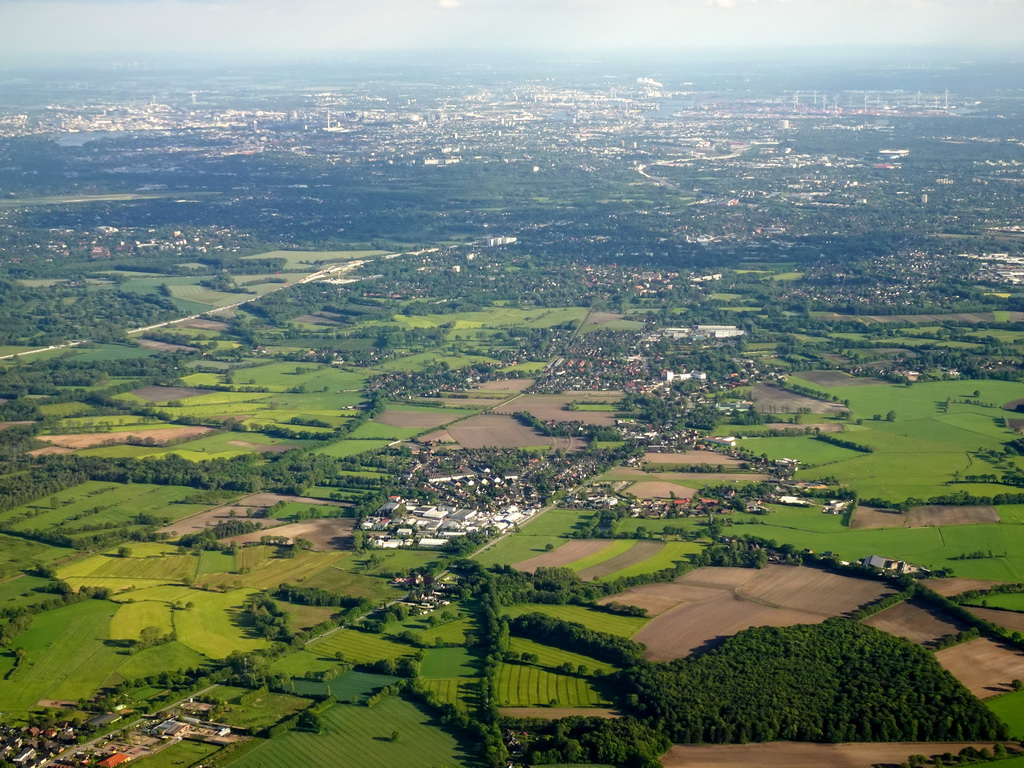 The northwest side of the city, viewed from the airplane to Amsterdam