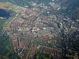 The east side of the city of Hilversum, viewed from the airplane to Amsterdam